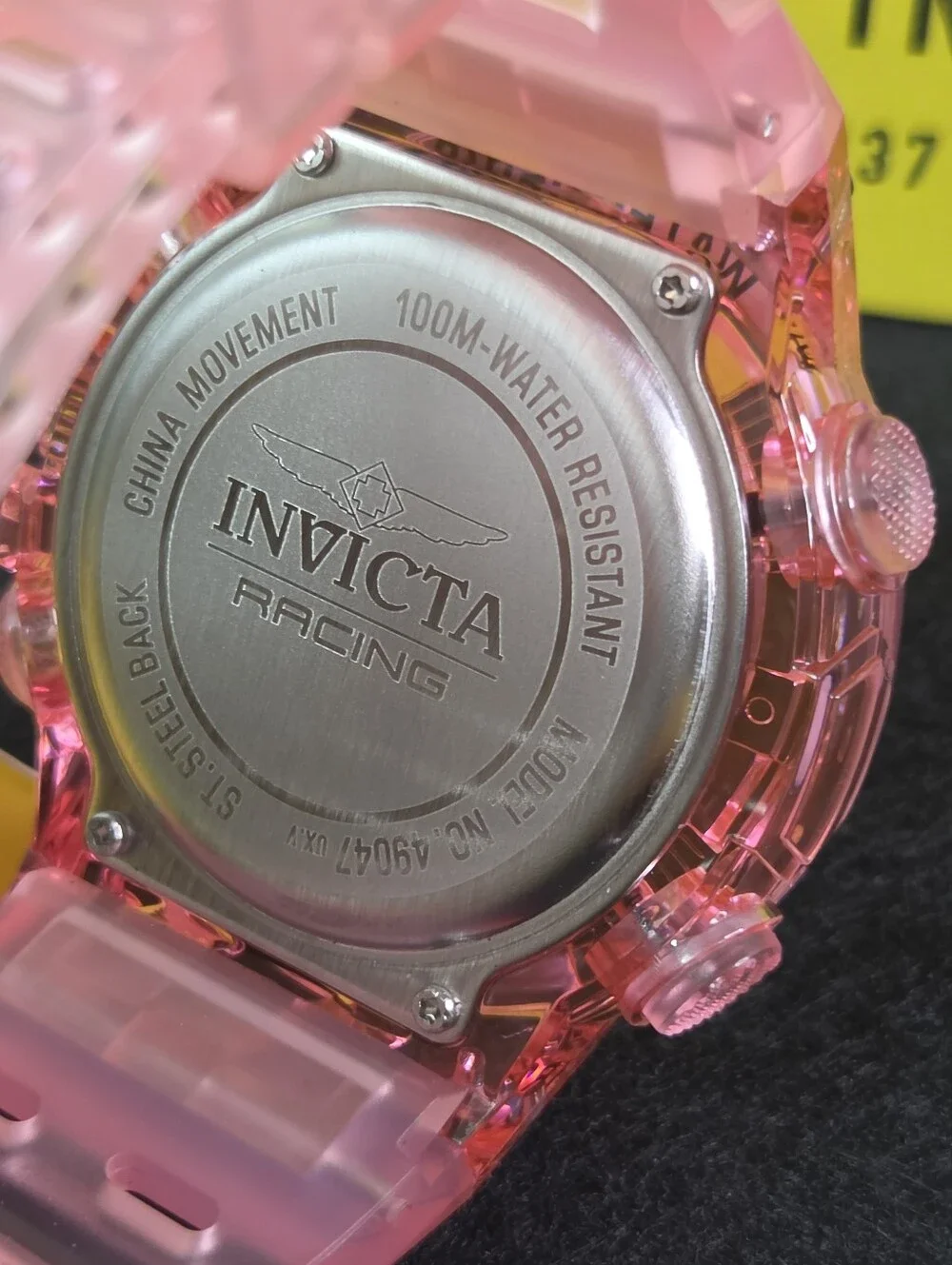 Invicta Racing Burnout 52mm Men's Digital Watch Transparent Pink Black 49047